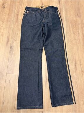 Gian Franco Ferre  Women’s  Indigo Jeans with Tan Side Stripe and plush lining